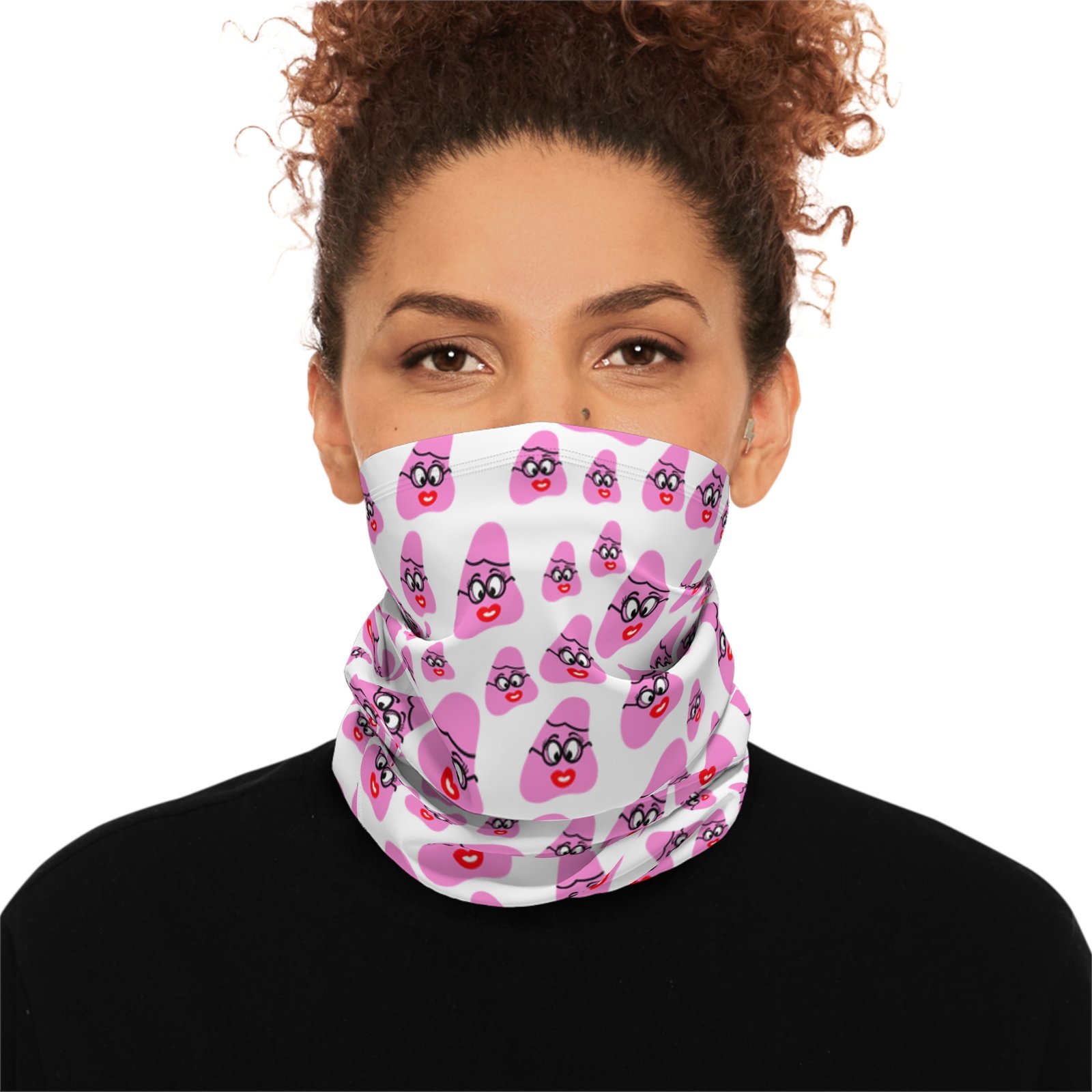 Pink Been Winter Neck Gaiter With Drawstring - Image 3