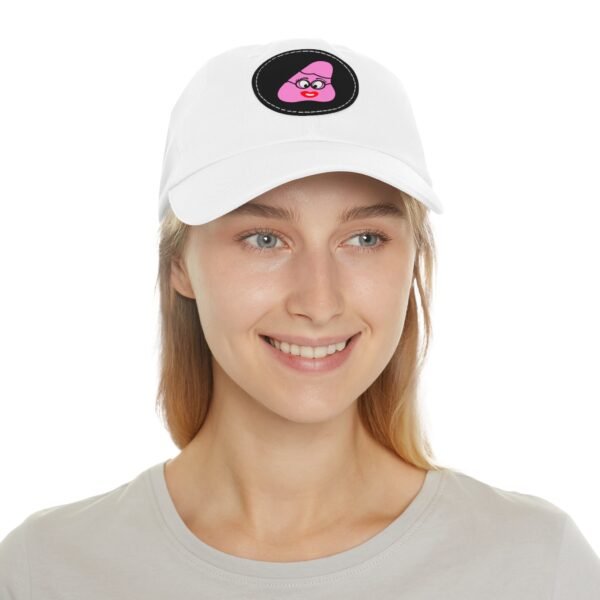 Pink Been Dad Hat with Leather Patch (Round) - Image 4