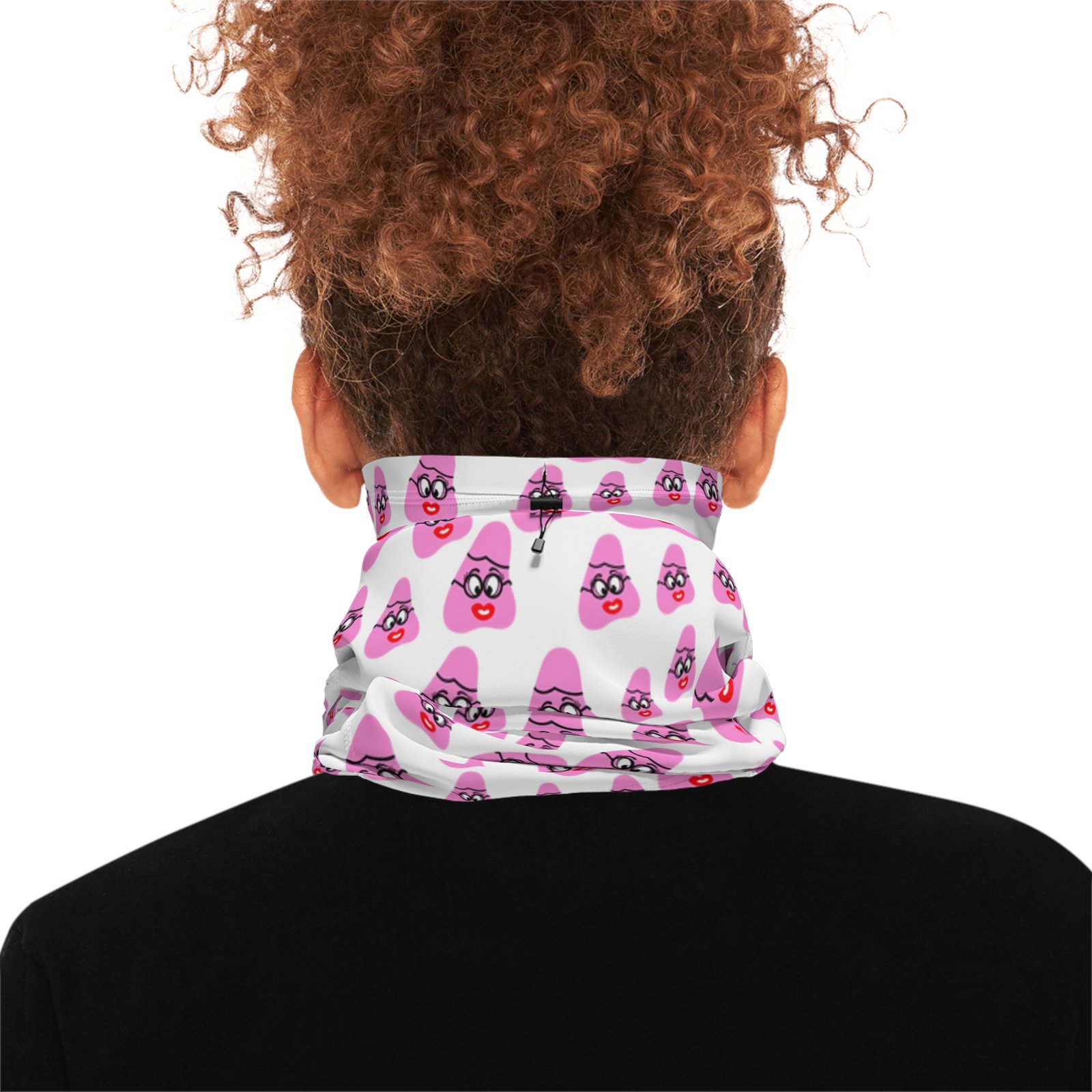 Pink Been Winter Neck Gaiter With Drawstring - Image 4