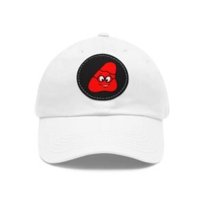 Red Been Dad Hat with Leather Patch (Round)